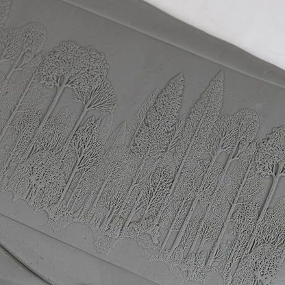 Woodland Silhouette Grove Clay Texture Roller (4") - Seamless Meadow Set #01 - Embossing Pattern Roller for Polymer & Ceramic Clay, Pottery & Crafts