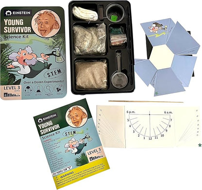 Einstein’s Young Survivor Science Kit for Kids. STEM for Boys & Girls Aged 8 and Above. Over a Dozen of Exciting Experiments Inside. Detailed Picture Guide Included.