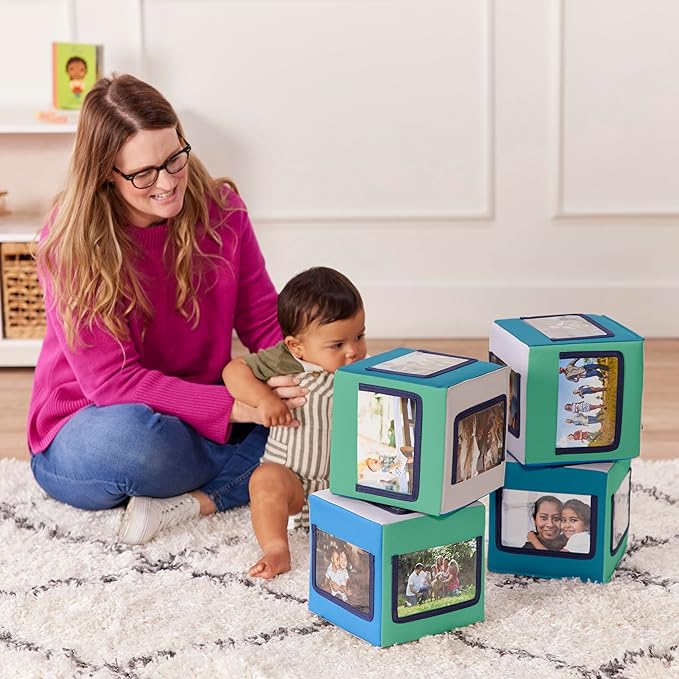 ECR4Kids SoftZone Picture Me Blocks, Activity Cubes, Contemporary, 4-Piece