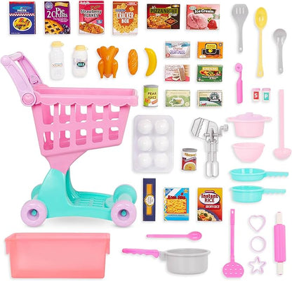 Battat- Play Circle- Shopping Cart & Grocery Set For Kids – Toy Food – Play Kitchen- Pretend Play- 3 years +