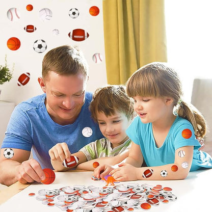 JULBEAR 300Pcs Foam Sports Stickers for Kids Self-Adhesive Stickers Including Basketball Football Soccer Volleyball Sports Party Favors for Kids Arts Crafts Decoration Supplies