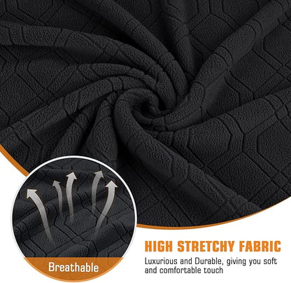 VANSOFY Recliner Cover, 2-Pieces Stretch Reclining Couch Cover with Pockets Loveseat Sofa Slipcovers Soft Washable Furniture Protector for Dogs Cats(Black)