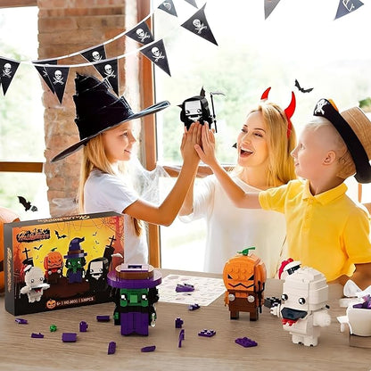 Horror Figure Building Set, Halloween Ghost, Jack-O'-Lantern, Wicked Witch & Grim Reaper Building Blocks Compatible with Lego, Home Decor Toy for Fans (530 PCS)