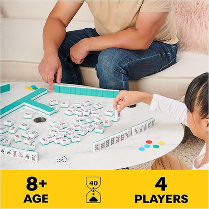 Spin Master Games Legacy Deluxe Mah Jong Classic Game with Two-Toned Tiles and Lined Wood Storage Case, Family Game for 4 Players Ages 8 and up