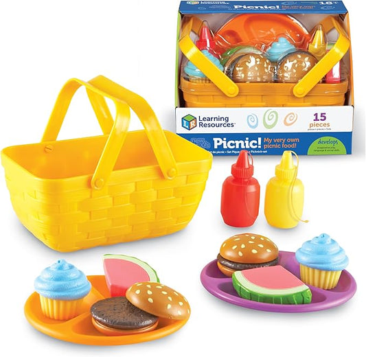 Learning Resources New Sprouts Picnic Set - 15 Pieces, Ages 18+ months, Pretend Play Food for Toddlers, Kitchen Play Toys for Kids