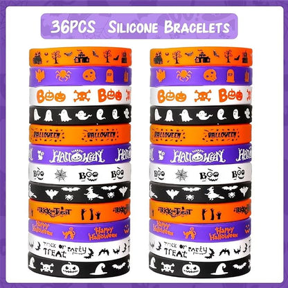 MGparty Halloween Party Favors, 72Pcs Slap Bracelets Rubber Wristbands Halloween Toys for Kids Halloween Party Supplies Decorations Treat Bags Gifts Goodie Bags Filler