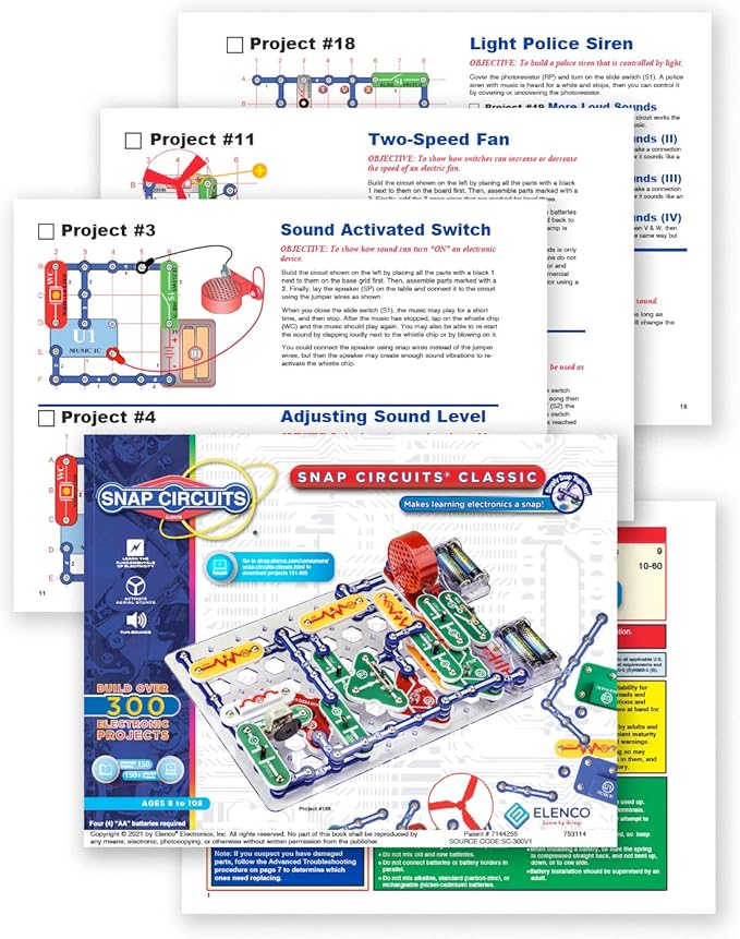 Snap Circuits Classic SC-300 Electronics Exploration Kit | Over 300 Projects | Full Color Manual Parts | STEM Educational Toy for Kids 8+ 2.3 x 13.6 x 19.3 inches