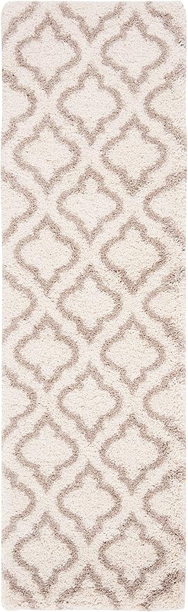 SAFAVIEH Hudson Shag Collection Runner Rug - 2'3" x 12', Ivory & Beige, Moroccan Design, Non-Shedding & Easy Care, 2-inch Thick Ideal for High Traffic Areas in Living Room, Bedroom (SGH284D)