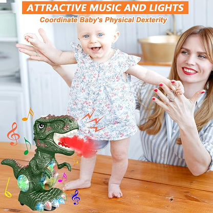 Dinosaur Toys for 3 Year Old Boy,Roar Music and Lights Toddler Toy for Boys Girls Age 3-4,Moving Dino Baby Toy with 1 Wheel,Electric Dinosaur Toy for Kids 3-5,Easter Christmas Birthday Gifts