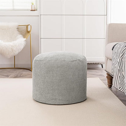 Sturdy Boucle Pouf Ottoman and Foot Rest Nice Living Room Decor Lightweight Ottoman Filler Comfort Pouf Cover Modern Foam Stuffed Poof Perfect to Rest Your Feet No Need Assemble Light Gray