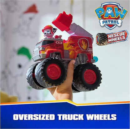 Paw Patrol: Rescue Wheels Marshall’s Firetruck, Toy Truck with Projectile Launcher and Collectible Action Figure, Kids Toys for Boys & Girls Ages 3+