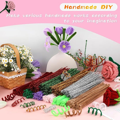Pipe Cleaners Craft, 100Pcs Pipe Cleaners Supplies for Flower Making, Chenille Stems Pipe Cleaners for Festivals DIY Hand Arts Decorations Making/Light Pink