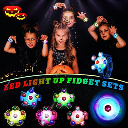 Party Favors for Kids 4-8-12, Pinata Goodie Bag Stuffers LED Light Up Fidget Spinner Bracelets, Glow in The Dark Party Supplies,Prize Return Gifts for Kids Birthday Halloween Christmas Classroom party