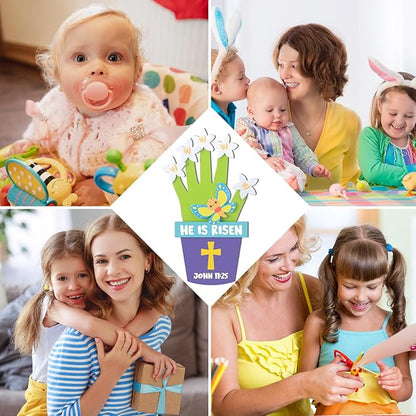 Honoson 20 Sets Mother's Day Crafts for Kids Color Your Own Mother's Day Handprint Bouquet with Watercolor Pens Mother's Day Craft Gifts from Kids for Mother's Day Family Activities Art (Bee)