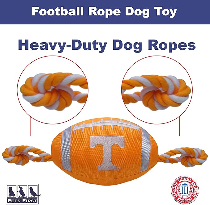 Pets First NCAA Tennessee Volunteers Football Dog Toy, Tough Quality Nylon Materials, Strong Pull Ropes, Inner Squeaker, Collegiate Team Color