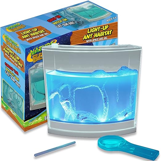 Nature Bound Light-Up Ant Habitat Terrarium Kit with Gel for Kids - LED Lights with Space Age Gel - STEM Science & Nature Toy for Boys & Girls - Watch Ants Dig and Tunnel