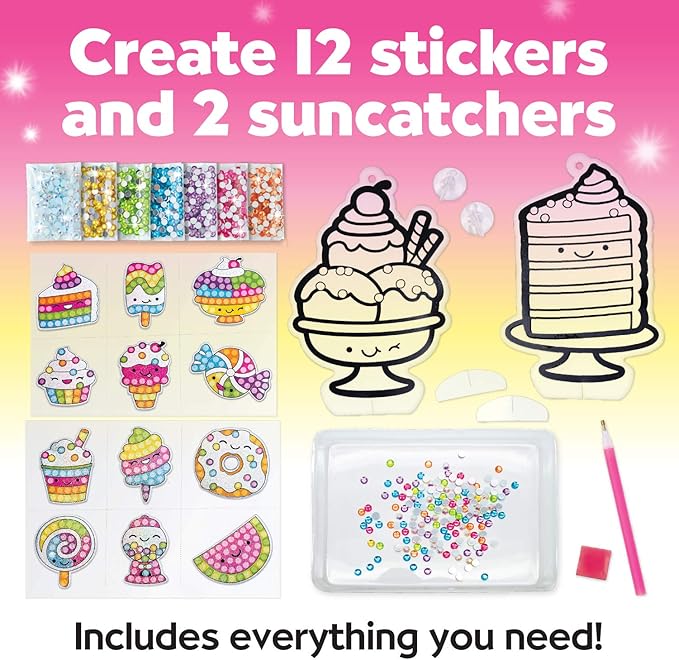 Creativity for Kids Big Gem Diamond Painting Kit: Sweets Stickers and Suncatchers - Diamond Art for Kids, DIY Stickers and Suncatcher Kit for Girls Ages 6-8+