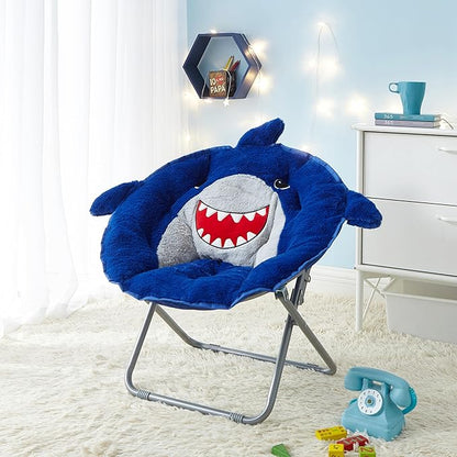Heritage Kids Figural Shark Faux Fur 23" Folding Saucer™ Chair, Ages 3+