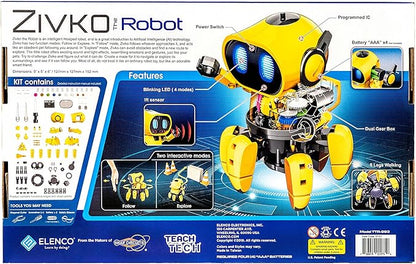 Elenco Teach Tech “Zivko The Robot”, Interactive A/I Capable Robot with Infrared Sensor, STEM Learning Toys for Kids 10+, includes Assembly Parts