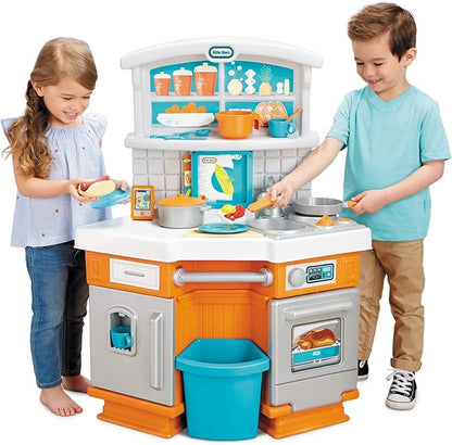 Little Tikes Home Grown Kitchen - Role Play Realistic Kitchen Real Cooking & Water Boiling Sounds Kitchen Accessories Set for Girls Boys - Multicolor 22 x 18 x 30.25 inches
