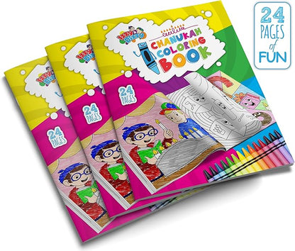 Izzy 'n' Dizzy Hanukkah Coloring Book - Great for Partys and Gifts- Chanuka Coloring Book - 24 Pages - 3 Pack