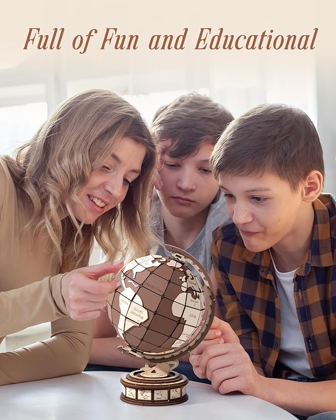 3D Puzzles Globe for Adults-Global Wonders, 3D Wooden Puzzles Model Building Creation Set for Adults, Home Decor/Creative Gifts/DIY Crafts for Teens (277PCS)