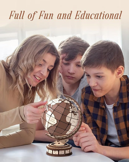 3D Puzzles Globe for Adults-Global Wonders, 3D Wooden Puzzles Model Building Creation Set for Adults, Home Decor/Creative Gifts/DIY Crafts for Teens (277PCS)