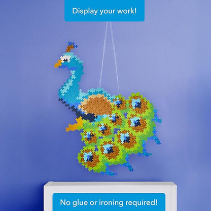 Plus Plus Puzzle by Number, 800 Piece Mini Interlocking Hashtag Color Blocks, 3D Pixel Art Kit for Kids - Peacock