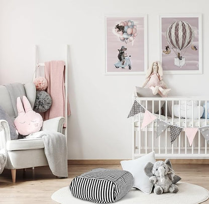 Stuffed Floor Cushion with Cotton Canvas Washable Zebra Cover and Foam Filling, Doubles as Cozy Bean Bag and Square Footstool for Relaxing in Living Room, Bedroom, or Terrace Yoga Meditation Seat.