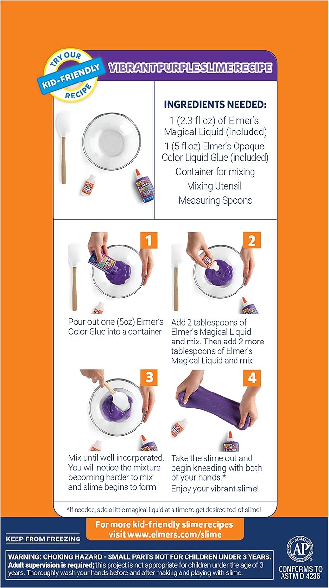 Elmer's Color Slime Kit, 2-Count + 2-Activator, Pink/Purple