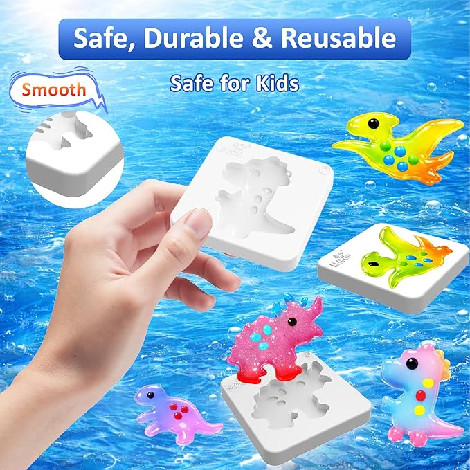 Kiditos Magic Water Elf Dinosaur Mold Set – 10 Reusable BPA Free Plastic Shapes for Creating Colorful Water Elves, STEM Craft Toy for Kids
