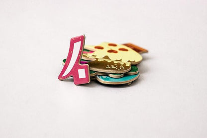 Arabic Wooden Matching Number Magnets Game, Educational Matching Game for Toddlers 3+ Years Old - Self-Correcting Number Puzzle for Kids- Magnetic Learning Toy with Wooden Pieces