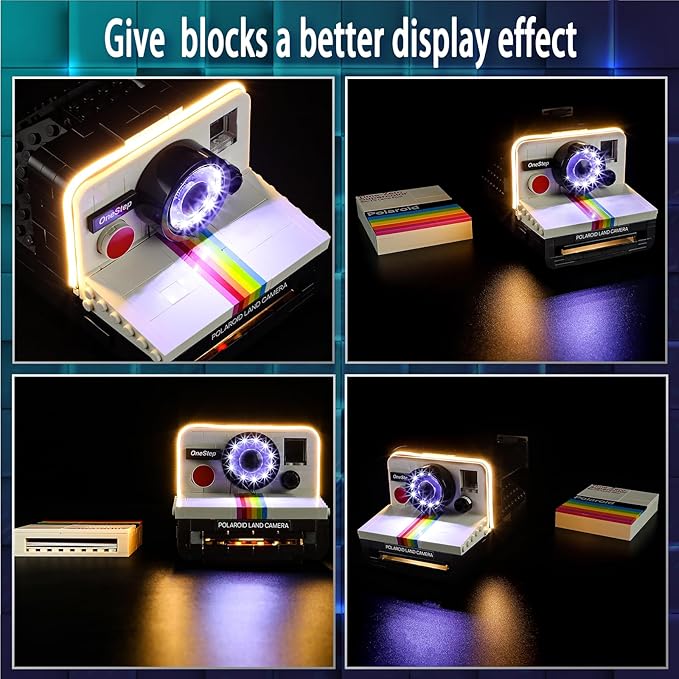 Vaodest LED Light for Lego 21345 Ideas Polaroid OneStep SX-70 Camera Set,Design and Configuration Compatible with Model 21345 (LED Light Only, Not Building Block Kit)