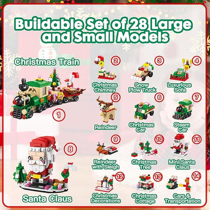 Calendar 2024 Christmas Building Blocks Set, 6 IN 1 Christmas Toys, Building Blocks Toys Holiday Countdown Calendars, Ideas Gift for for Teens Boys Girls 6-12 Year (Large)