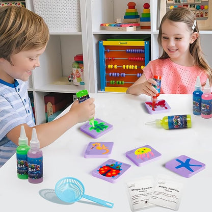 Kiditos Glow in The Dark Magic Water Elf Toy Kit, Magic Aqua Fairy Water Gel Kit with 6 Glow Colors and 6 Molds. Christmas Gifts, Birthday Gifts, Party Favors, Arts & Crafts DIY STEM for Kids