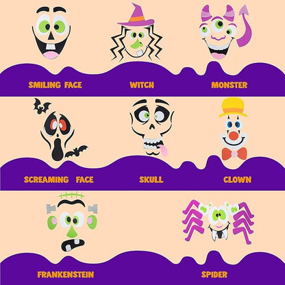 JOYIN 16 Packs Halloween Pumpkin Stickers Foam Craft Kit, Halloween Party Favors for Kids, Party Supplies Arts Activities, Funny Pumpkin Decorating Stickers, Jack O Lantern Stickers School Games Gifts