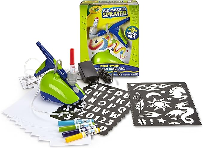 Crayola Air Marker Sprayer Airbrush Kit, Gift for Kids Age 8, 9, 10