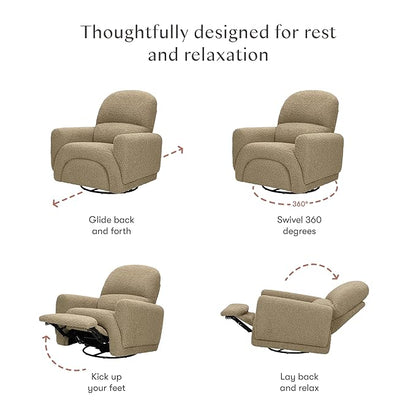 Babyletto Rainbow Recliner and Swivel Glider in Latte Teddy Loop, Greenguard Gold Certified and CertiPUR-US® Certified