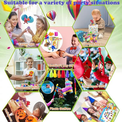 120 Pcs Party Favors for Kids, Treasure Box Toys for Classroom, Goodie Bag Stuffers, Pinata Filler, Treasure Cheast for Kids Prizes, Carnival Prizes Box Toys, Return Gifts for Kids Birthday 4-8-12