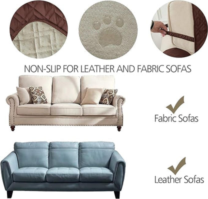 Ameritex Couch Sofa Slipcover 100% Waterproof Nonslip Quilted Furniture Protector Slipcover for Dogs, Children, Pets Sofa Slipcover Machine Washable (Chocolate, 68")