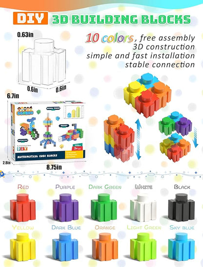 Building Blocks Construction Toy Set 500Pcs Interlocking Plastic STEM Building Toys for Kids Age 4-8,Creativity Preschool Toy for Brain Development & Hands-On Ability Improvement Toy for Boys & Girls