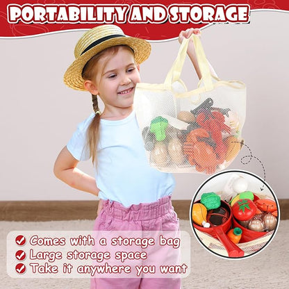 Lehoo Castle Play Kitchen Accessories, Play Pots and Pans Sets for Kids Kitchen, Play Food Sets for Kids, Toddler Cooking Set with Utensils, Toy Foods for Toddlers 3-5, Toys for 3+ Years Old Girls