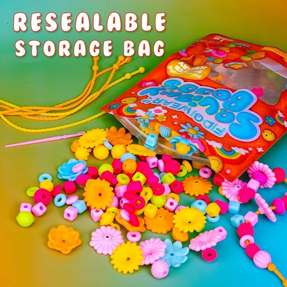 Fidgiwear Squishy Beads – Daisy Orange Theme, Create Fashionable Fidget Jewelry with Scented Squishy Beads for Jewelry Making, Toddler Sensory Bracelet Making Kit for Ages 3+