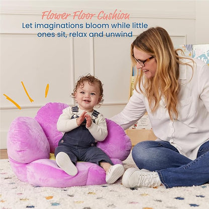 ECR4Kids SoftZone Flower Cozy Cushion Floor Pillow, Bright Purple