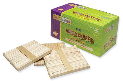 Creativity Street Premium Wood Craft Sticks, Natural, Pack of 1000, 4-1/2 X 3/8 X 1/2 in
