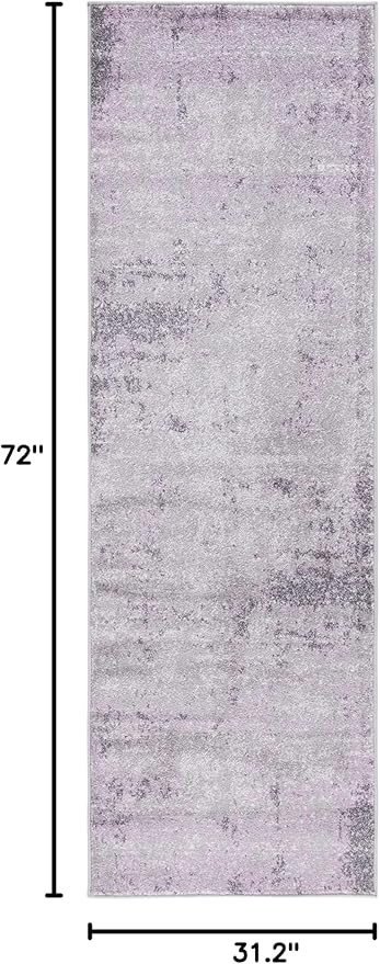 SAFAVIEH Adirondack Collection Runner Rug - 2'6" x 6', Light Grey & Purple, Modern Abstract Design, Non-Shedding & Easy Care, Ideal for High Traffic Areas in Living Room, Bedroom (ADR130M)