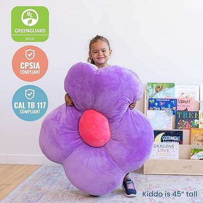 ECR4Kids SoftZone Flower Floor Pillow, Seating Cushion, Purple