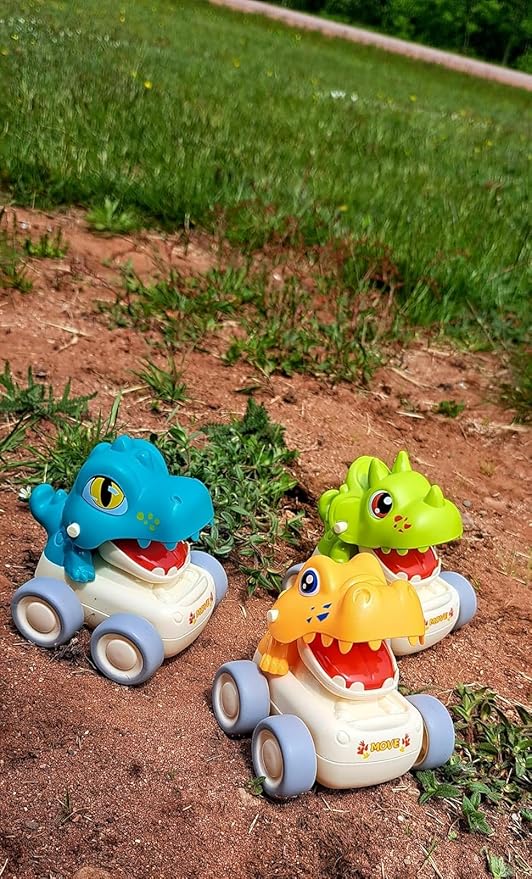 MOONTOY Baby Car Dinosaur Toys for 1 2 Year Old Boy Press and Go Cars for Toddlers 1-3, Push Go Dino Cars Toddler Toys Age 1-2 0-2 Baby Toys 12-18 Months Christmas Stocking Stuffers 1st Birthday Gifts