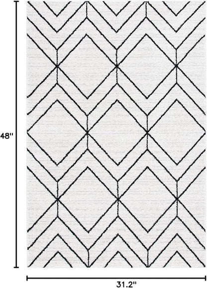 SAFAVIEH Adirondack Collection Accent Rug - 2'6" x 4', Ivory & Black, Modern Geometric Design, Non-Shedding & Easy Care, Ideal for High Traffic Areas in Entryway, Living Room, Bedroom (ADR241A)