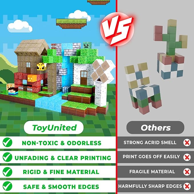 Magnetic Blocks-100PCS Magnetic Building Blocks Magnetic Cube Stacking, Build Forest World Set, STEM Montessori Sensory Toys for Kids Boys Girls Ages 3 4 5 6 7 8 9 10 Easter Birthday Gifts